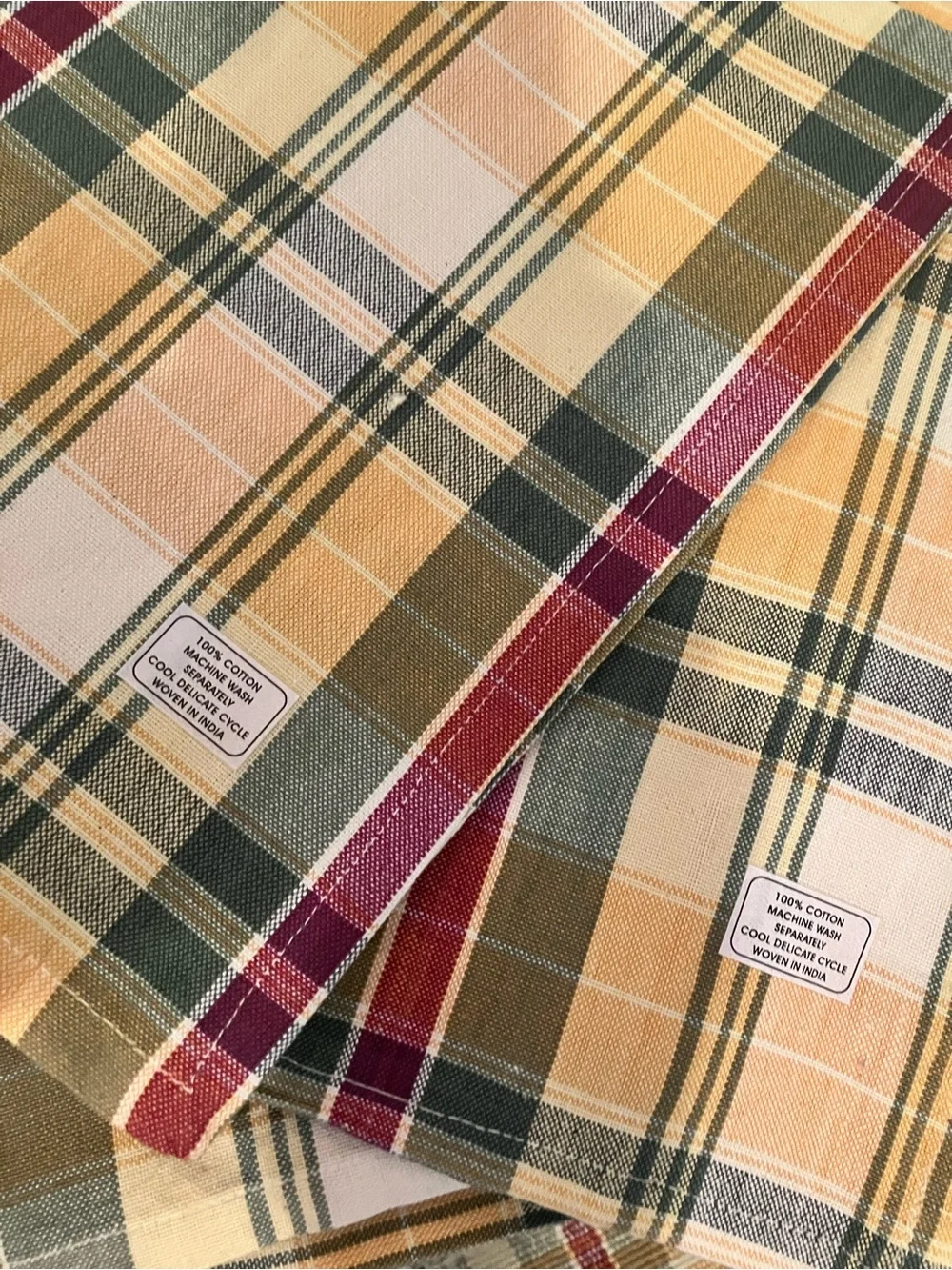 Handloomed India Cotton 6 Placemats and 6 Napkins Colorful Plaid New